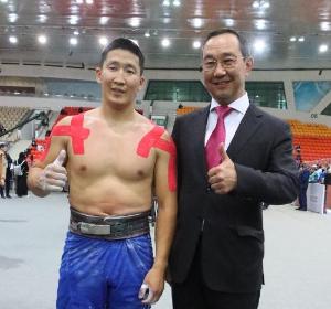 Il Darkhan Aisen Nikolaev highly praised mas-wrestling as part of the Nomad Games