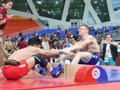 Il Darkhan Aisen Nikolaev highly praised mas-wrestling as part of the Nomad Games